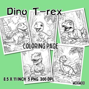 Dinosaur Coloring Page Kid Paint Art T-Rex Coloring Book Jurassic Printable Forest Dinosaur Book Painting