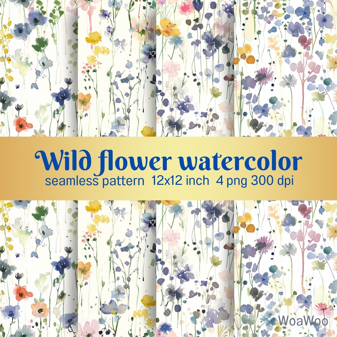 Wild Flower Digital Paper Watercolor Seamless Pattern Pastel Dress ...