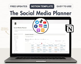 Notion Template Social Media Content Planner, Notion Content Calendar Template, Digital Marketing Planner, Notion Instagram Planner YouTube