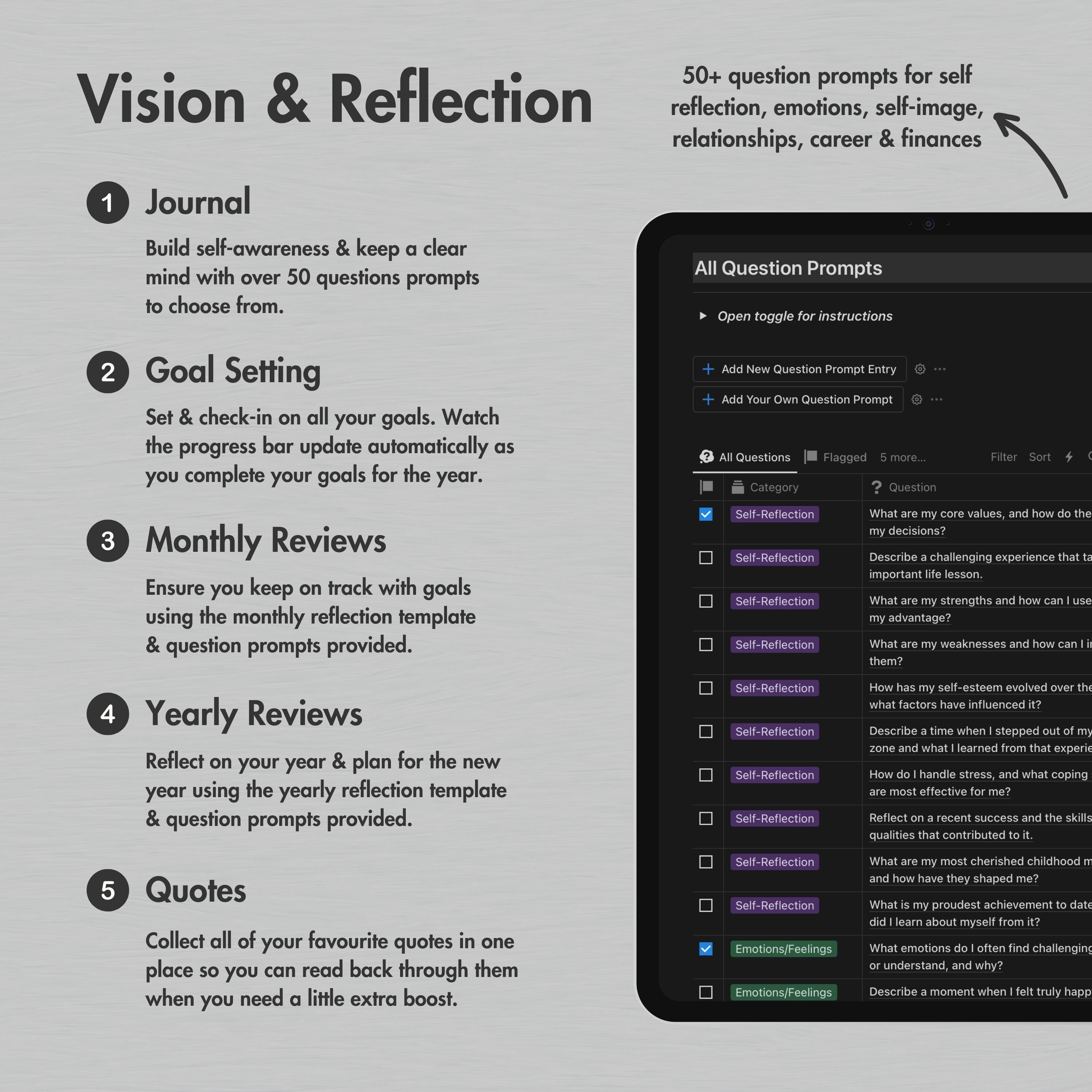 Notion Template Ultimate Life Planner All in One Notion Planner, Dark ...