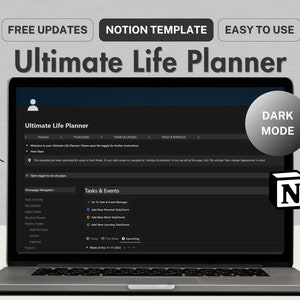 Notion Template Ultimate Life Planner All In One Notion Planner, Dark Mode Notion Dashboard Project Planner, Notion Organizer Tracker