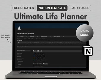 Notion Template Ultimate Life Planner All In One Notion Planner, Dark Mode Notion Dashboard Project Planner, Notion Organizer Tracker