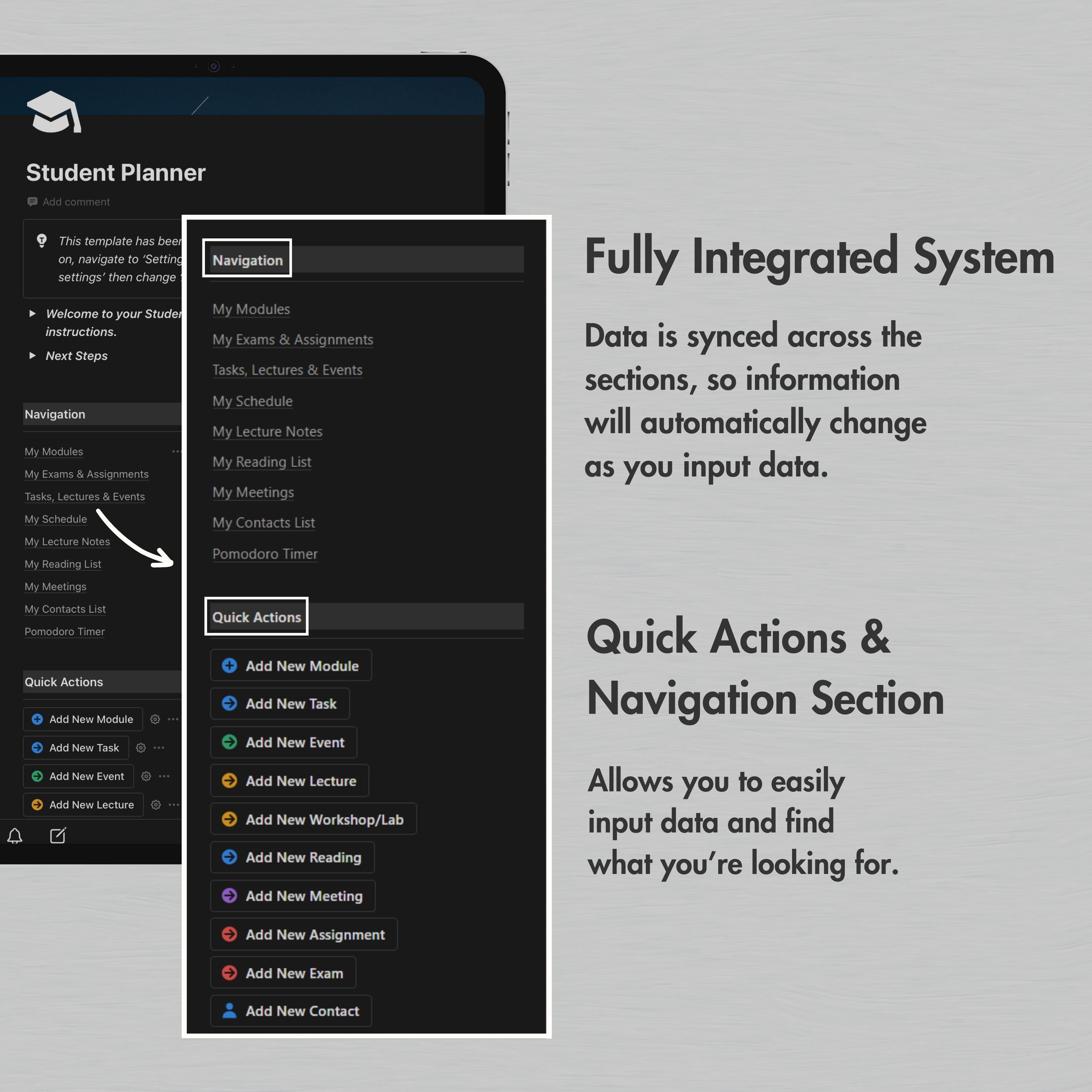 Notion Template Student Planner, Dark Mode Notion Academic Planner ...