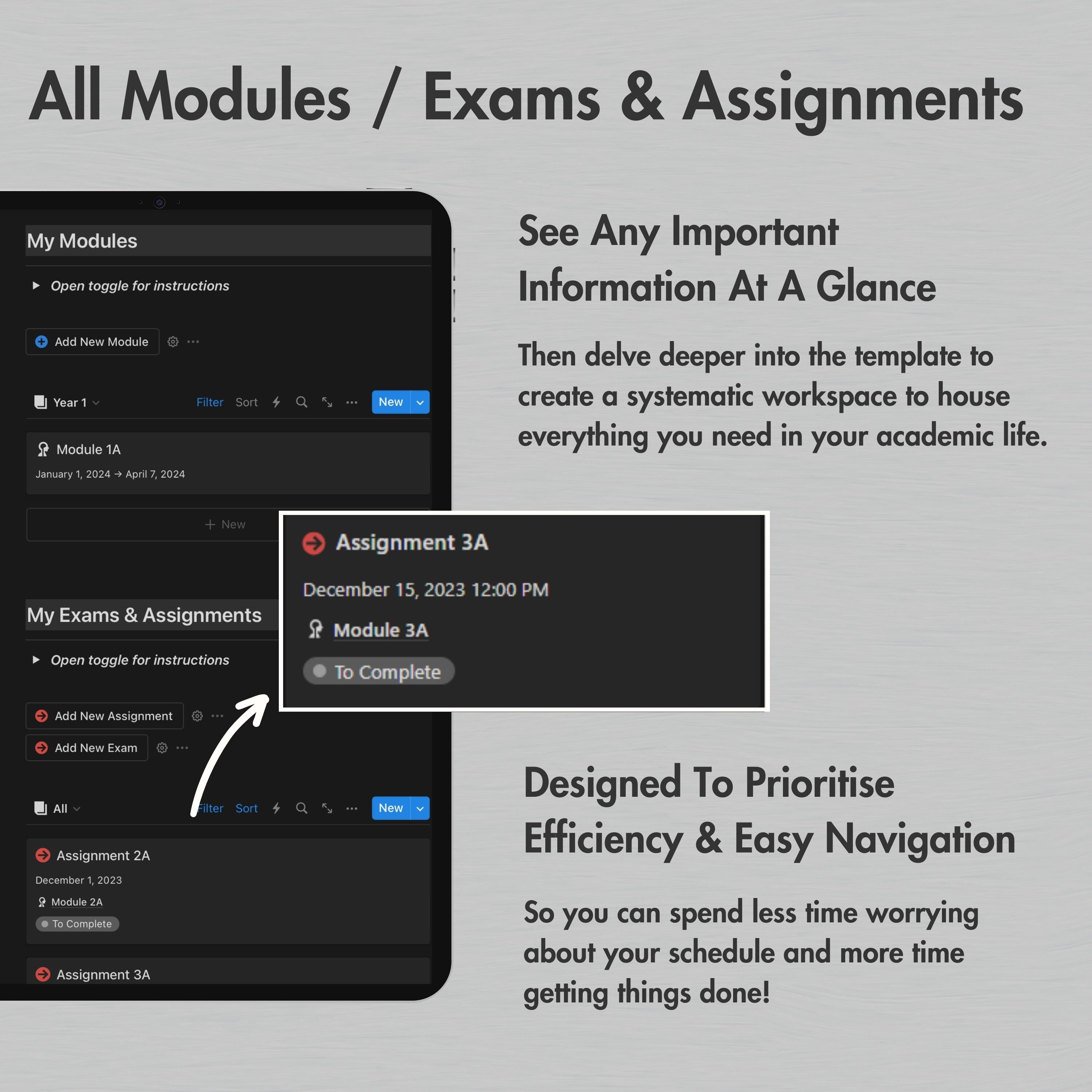 Notion Template Student Planner, Dark Mode Notion Academic Planner ...