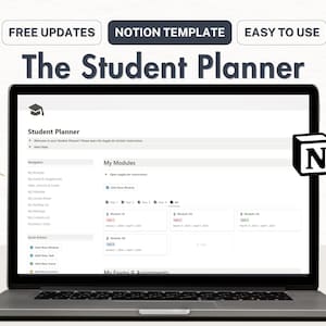 Notion Template Student Planner, Student Digital Planner, Minimal Notion Academic Planner, Notion School Planner, Notion Assignment Tracker