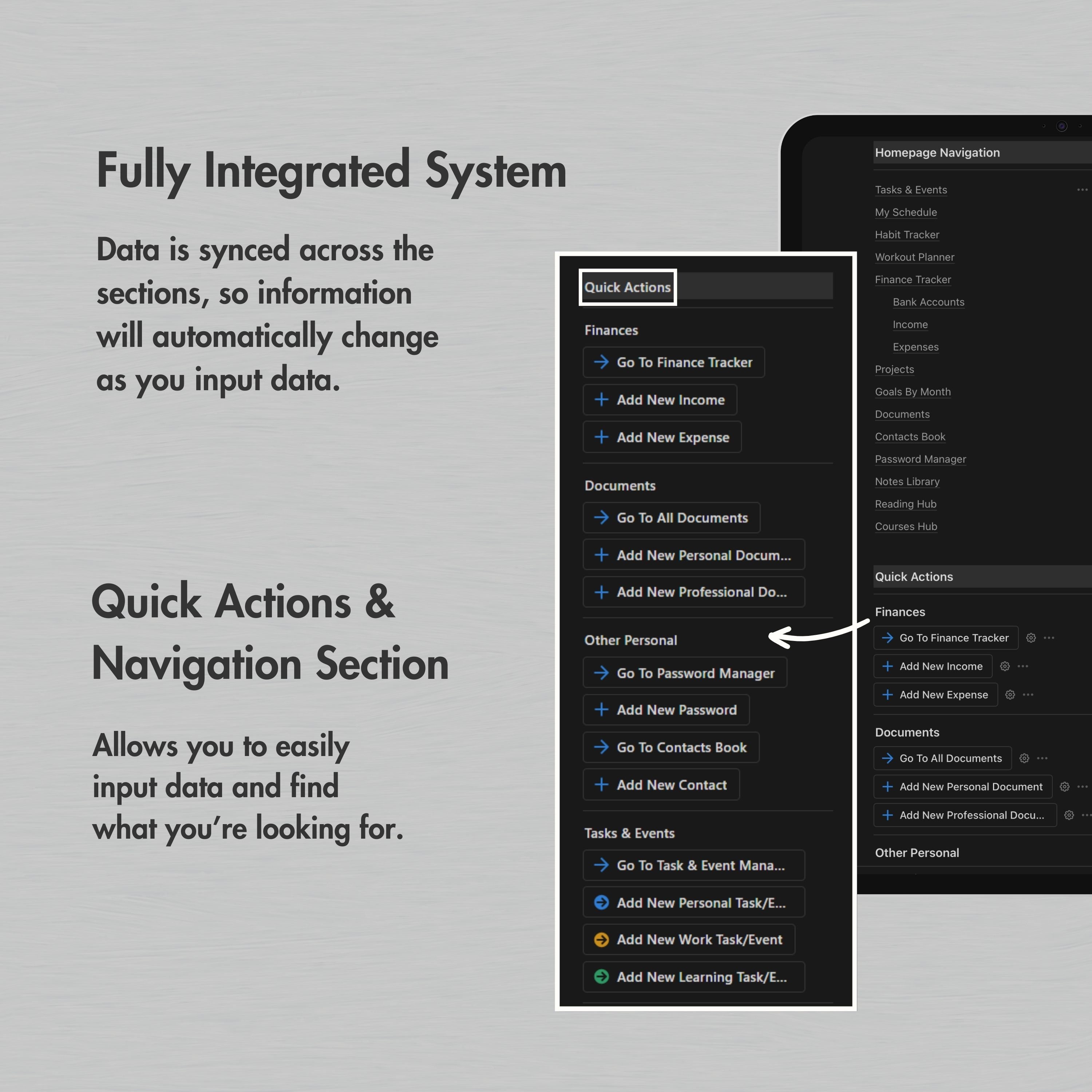 Notion Template Ultimate Life Planner All in One Notion Planner, Dark ...