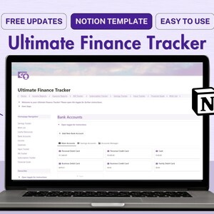 Notion Template Personal Finance Tracker Budget Template, Aesthetic Notion Financial Planner, Notion Digital Budget Tracker, Savings Tracker