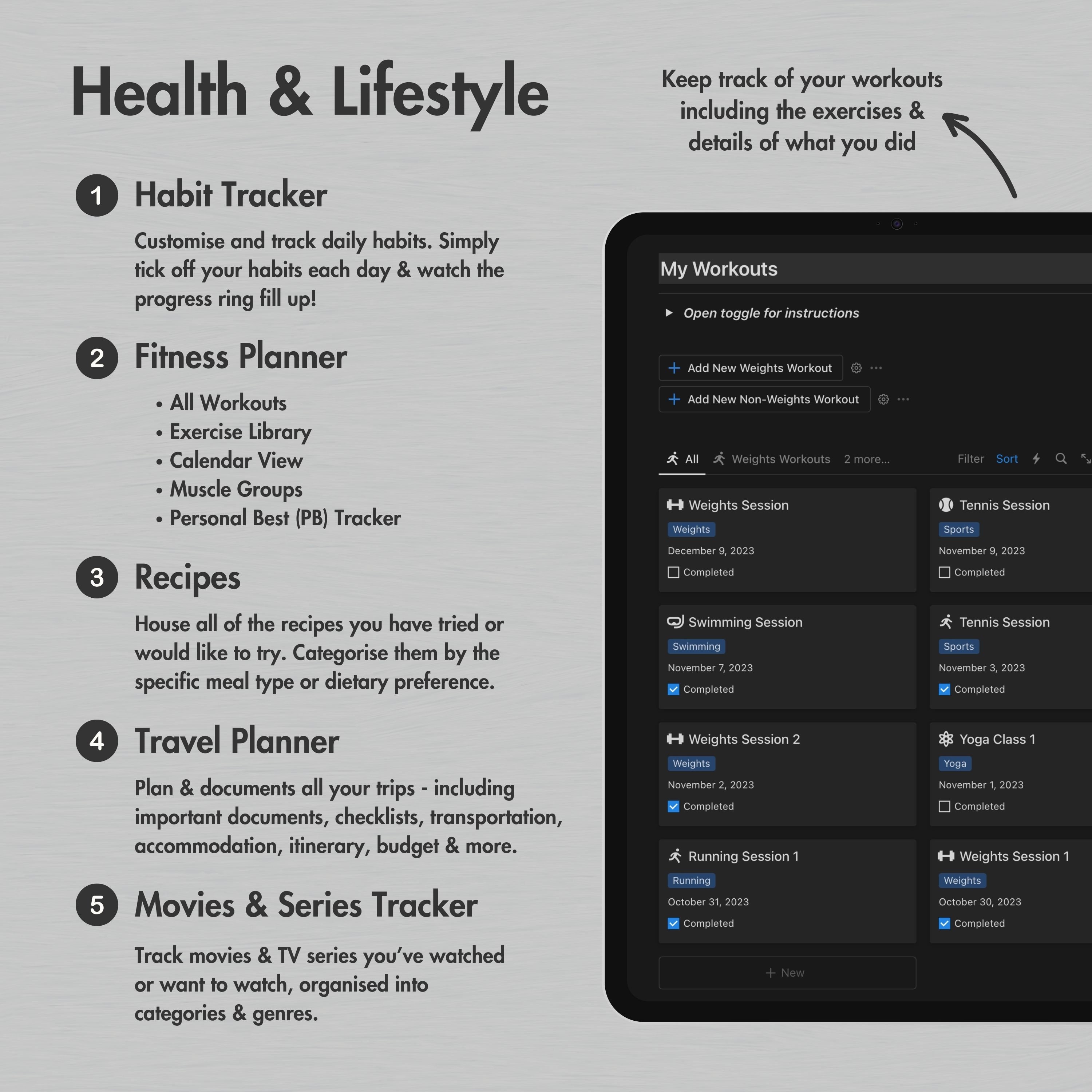 Notion Template Ultimate Life Planner All in One Notion Planner, Dark ...