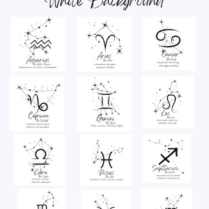 Collezione Zodiaco - 12 file di download PNG - Sfondo bianco