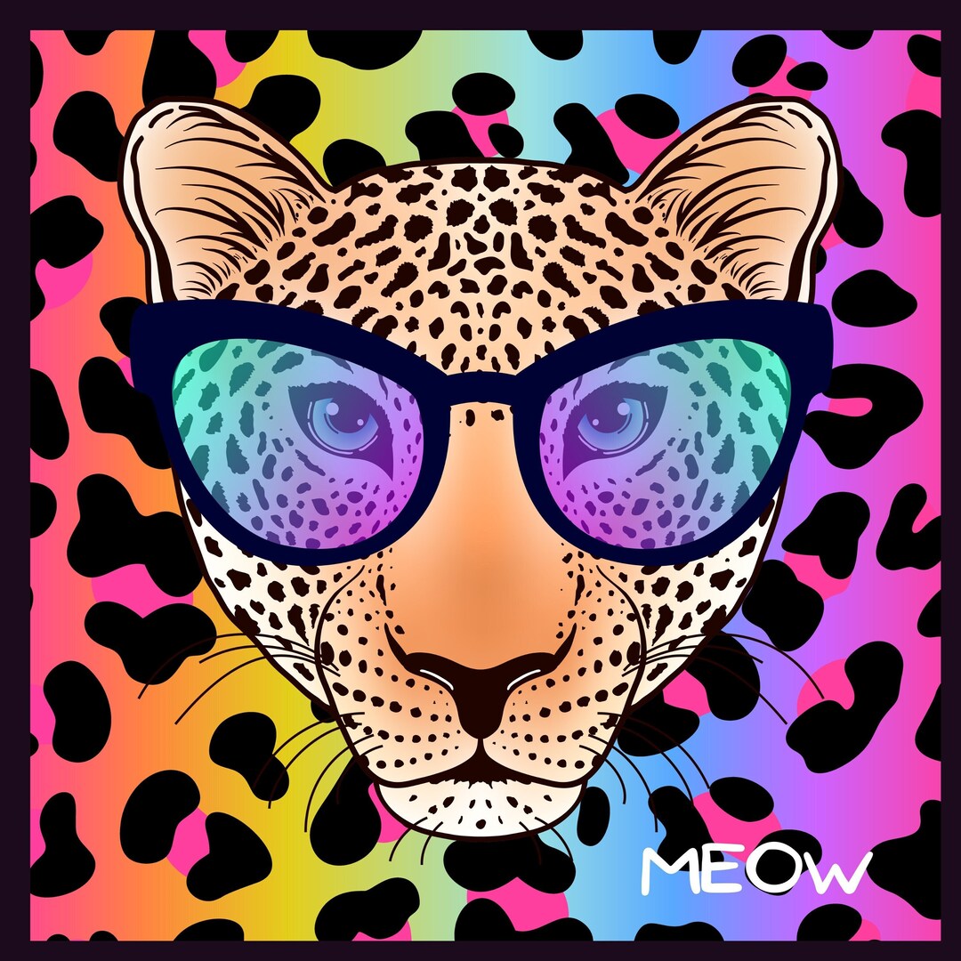 Meow - Rainbow Cheetah PNG - Etsy