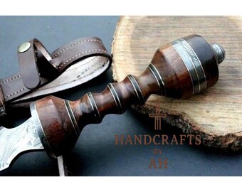 Handgemaakt Romeins gladiuszwaard van damaststaal, palissander handvat, Viking-cosplay