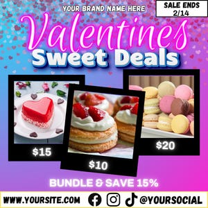 Bake Sale Flyer, Bakery Flyer, Sweet Treats Flyer, Valentines Day Dessert Flyer, Bake Shop Flyer, Pastry Flyer, Cake Flyer, Canva Template