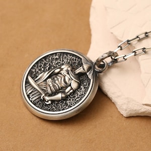 Spartan Warrior Mens  Silver Necklace Greek Spartan Necklace for Men in Silver, Mens Sword Pendant, Leonidas Pendant, Husband Gift Neckalce