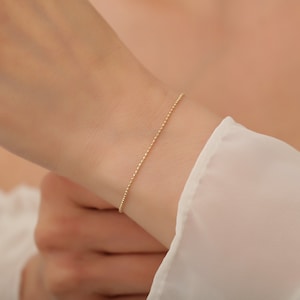 14K Gold Bead Ball Chain Bracelet,Dainty Gold Bracelet,Silver Gold Filled Bracelet,1.2 mm Minimal Italian Gold Bracelet, Mother&#39;s Day Gift