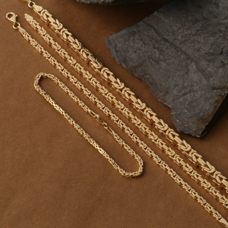 Unique Mens Gold Bracelet, Gold Filled Byzantine Bracelet for Mens, Unique Gold Chain Bracelet