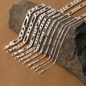 Sterling Silver Mens Figaro Chain Necklace, Figaro Chain for Men, Handmade Man Necklace , Mens Jewelry, Silver Mens Chain ,Gifts for Husband