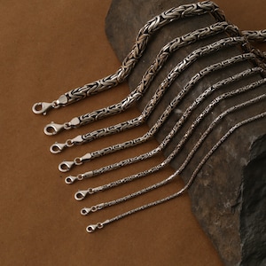 Handmade Sterling Silver Byzantine Chain Necklace for Men
