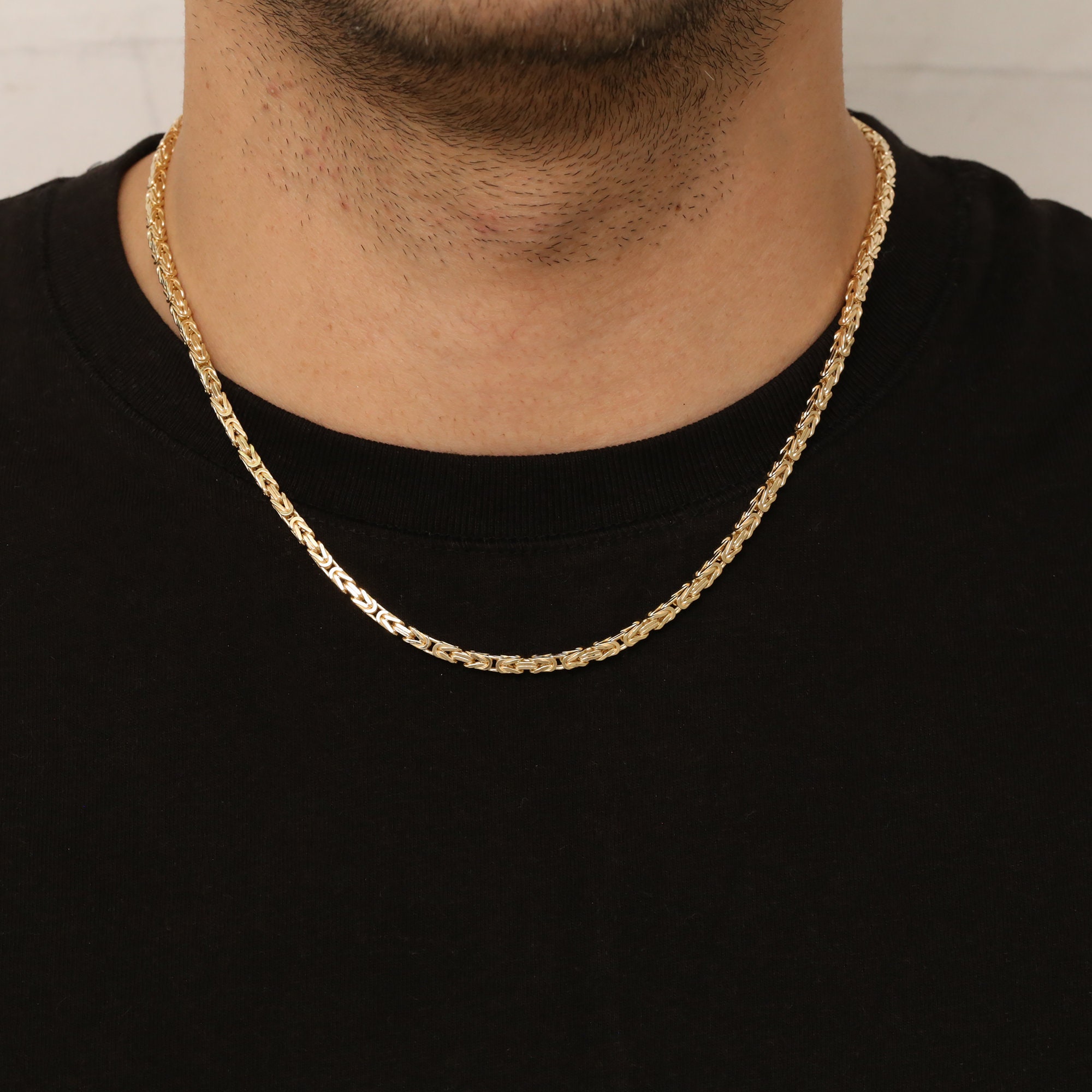 Mens Gold Byzantine Necklace, Silver Gold Filled Necklace for Mens