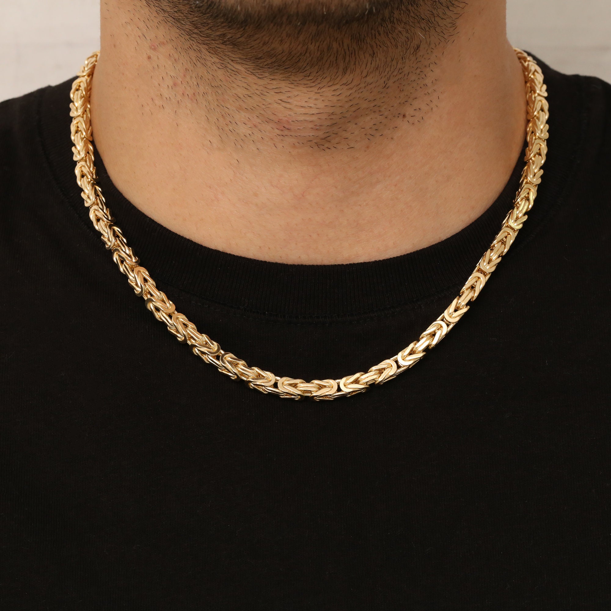 Mens Gold Byzantine Necklace, Silver Gold Filled Necklace for Mens