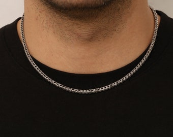 Handmade Sterling Silver Foxtail Chain Necklace - Viking Style