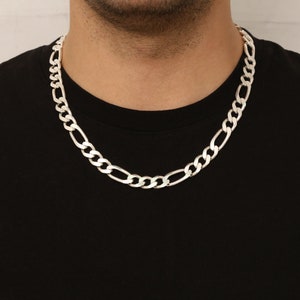 Mens Figaro Chain Necklace, 925 Silver Figaro Chain for Men, Handmade Man Necklace , Mens Jewelry, Silver Mens Chain ,Gifts for Husband