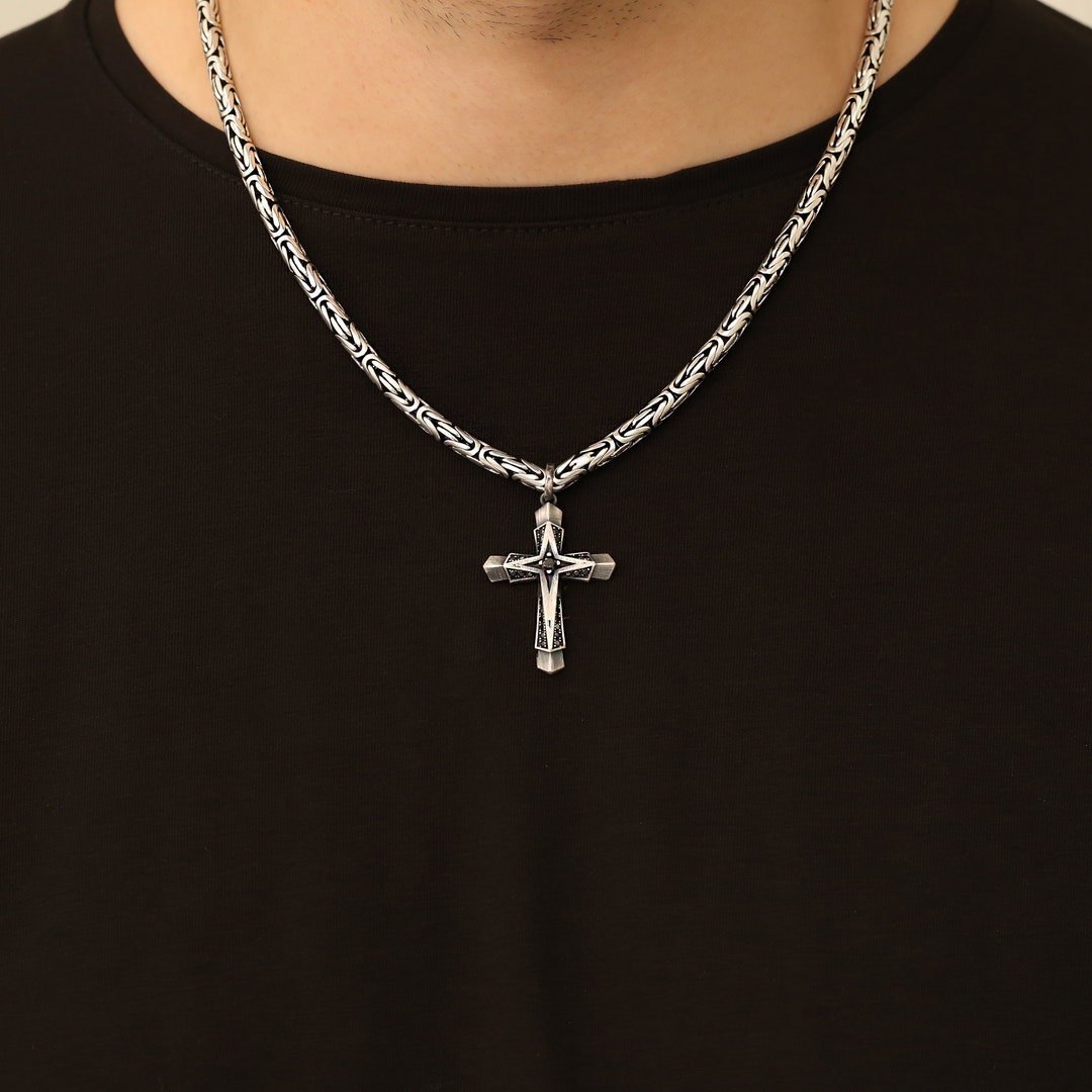 Huitan 925 Silver Plated Cross Pendant Necklace – Lab-Created Zircon, Women's Charm Jewelry
