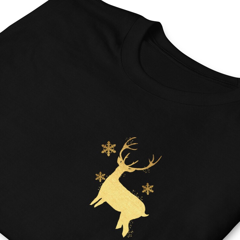 Tshirt Christmas Gold Deer Etsy