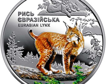 Lynx • Ukrainian coin "Chornobyl. Renaissance. EURASIAN LYNX" / 5 hryvnas / Чорнобиль. Відродження. Рись євразійська / UAH