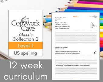Copywork printables Charlotte Mason, poems, second grade, animals, seasons, Mother Teresa, proverbs, The Princess and the Goblin, classical