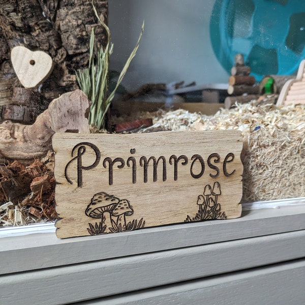 Personalised Hamster Cage Sign Wooden Gerbil Plaque For Small Animals Hutch Sign Made From Wood Mouse Pet Name Plate