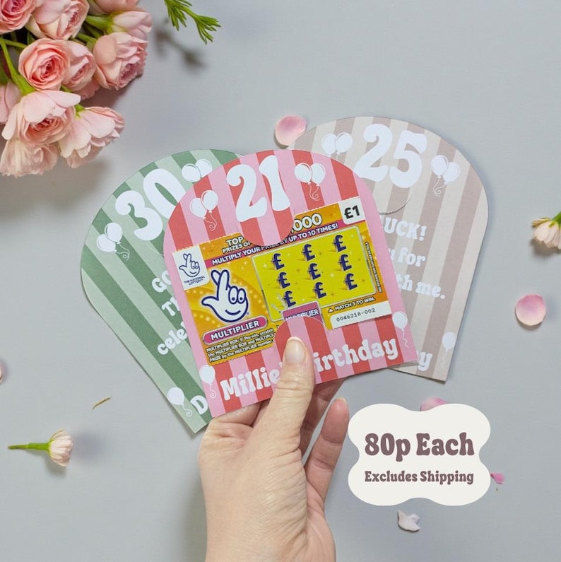 Adult Birthday Party Favours Personalised Scratch Card Holders Party Bag Fillers image 1