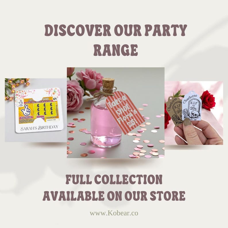 Adult Birthday Party Favours Personalised Scratch Card Holders Party Bag Fillers image 7