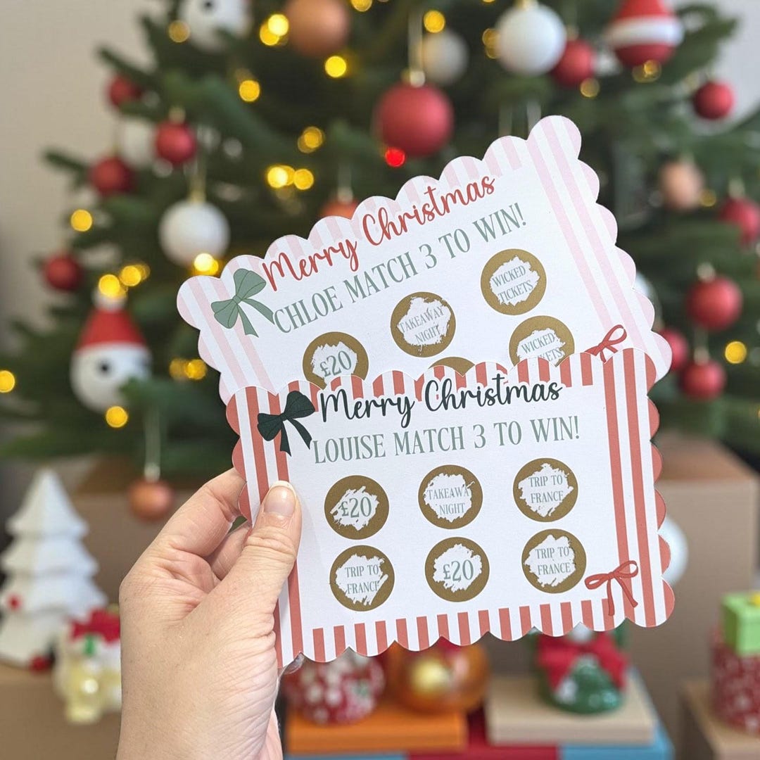Christmas Scratch Card Ticket Fake Scratch Card Surprise Trip Reveal ...