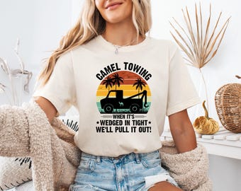 Retro Camel Towing Graphic Tee – Sarcastic Humor Shirt
