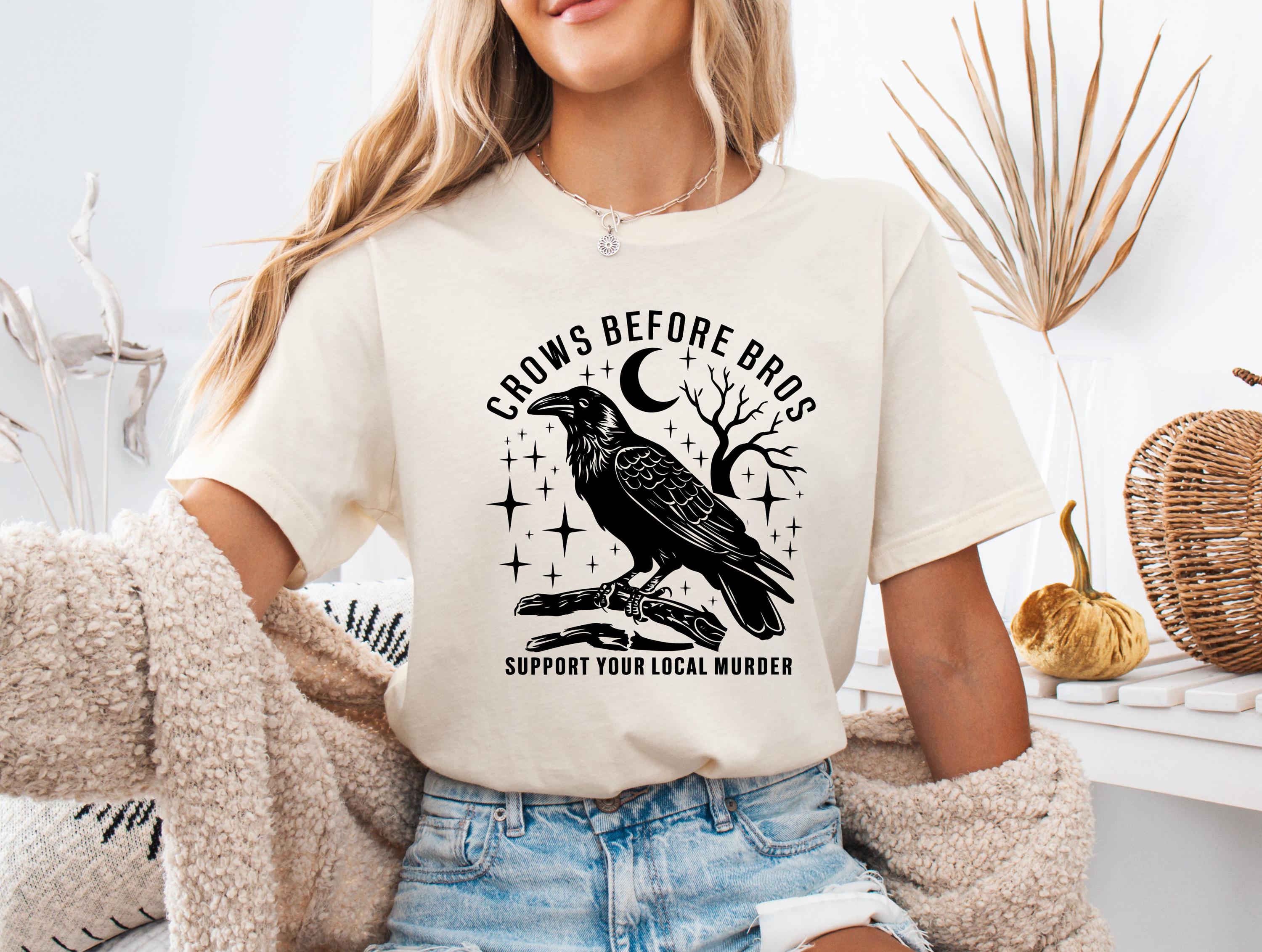 Crows Before Bros T-shirt, Crow Lover Shirt, Nordic Raven Shirt, Bird Enthusiast Tee, Gothic Bird Shirt, Mythical Crow Shirt, Dark Raven Tee