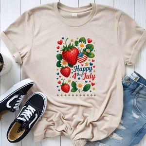 Happy 4th of July T-Shirt – Patriotic Independence Day Graphic Tee – Red White and Blue Celebration Shirt – USA Flag Holiday Tee