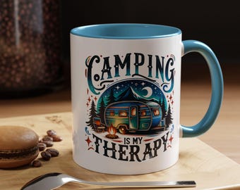 Camping Is My Therapy Mug - Campervan Coffee Cup, RV Lover Gift, Adventure Mug, Unique Outdoors Mug, Nature Lover Mug