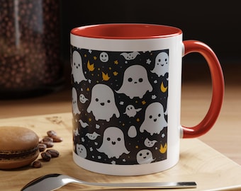 Cute Ghosts Coffee Mug, Fall Halloween Ceramic Mug (11oz)