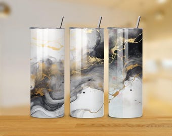 3D Marble 20oz Tumbler Wrap - Skinny Tumbler - Abstract Tumbler PNG Design - Rustic Marble Sublimation Design - Instant Download