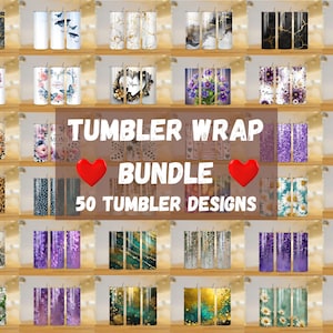 Ultimate Tumbler Wrap Bundle - 20oz Skinny Tumbler Designs - Tumbler Sublimation Design - 50 Tumbler PNG Design - Instant Download