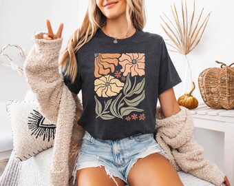 Boho Wildflowers Shirt – Botanical Graphic Tee, Cottagecore Style