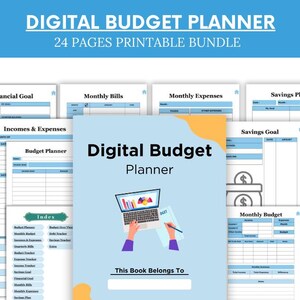 Digital Budget Planner - Monthly Budget - Budget Tracker - Expense Tracker - Income Tracker - Financial Goal - Savings Tracker