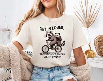 Rolig tvättbjörn meme t-shirt, skräp panda t-shirt, fräckt citat