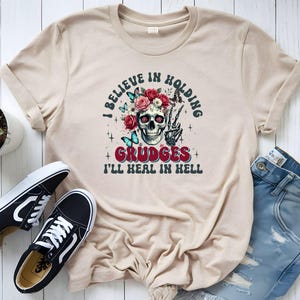 I’ll Heal In Hell T-Shirt – Dark Humor Graphic Tee – Bold Sarcastic Quote Shirt – Unisex Edgy Statement Tee – Gothic Style Humor T-Shirt