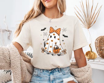 Camiseta de fantasma coqueta - Camiseta de fantasma linda - Camiseta con gráfico de fantasma - Camiseta de Halloween de fantasma de encaje - Camiseta espeluznante y adorable - Ropa de Halloween