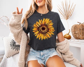 Boho Sunflower Shirt - Vintage Floral Tee, Plant Mom Gift