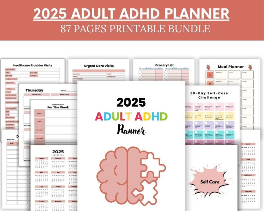 2025 Adult ADHD Planner – Printable Daily & Weekly Tracker (digital ...