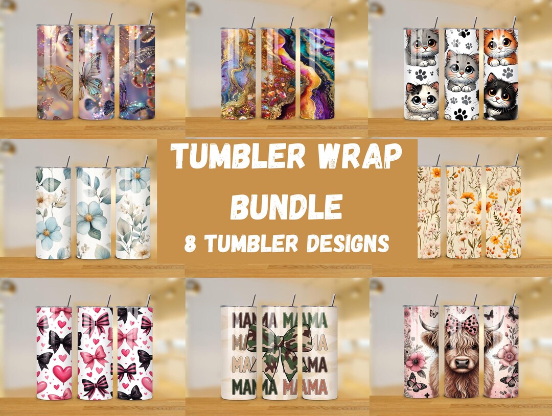 20oz Skinny Tumbler Wrap Bundle – Sublimation PNG Designs (instant ...