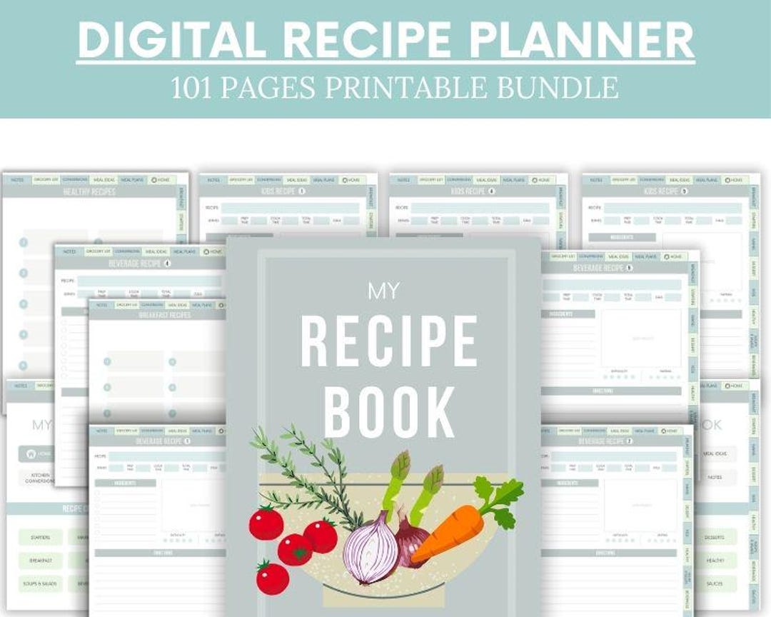 Digital Recipe Planner – Printable Meal Planning Kit (PDF) - Etsy