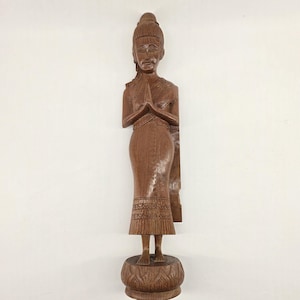 Thai Carved Sawasdee Lady Wood - Etsy